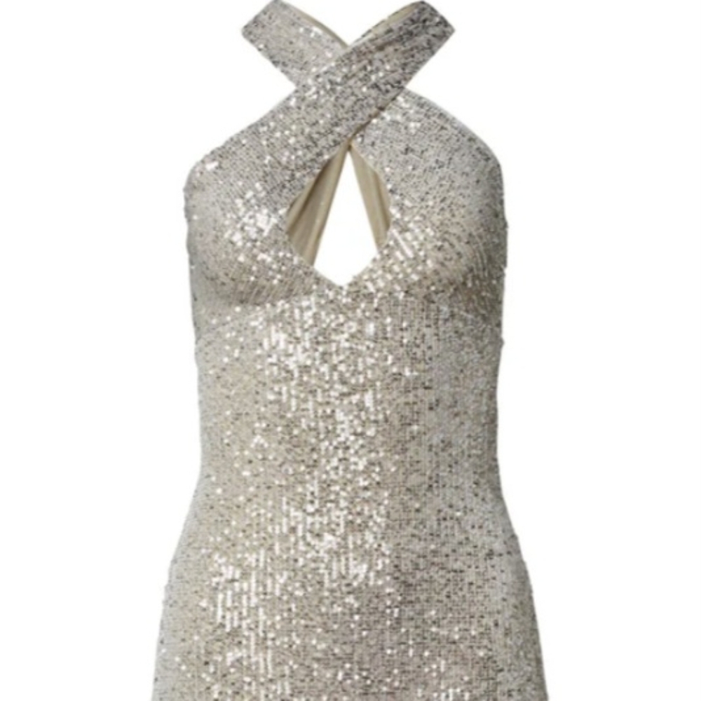 Elegant Silver Sequin Gown